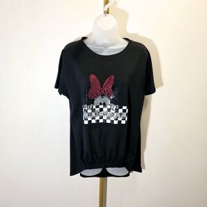 Disney Minnie Mouse Sequin Black Shirt sz Large